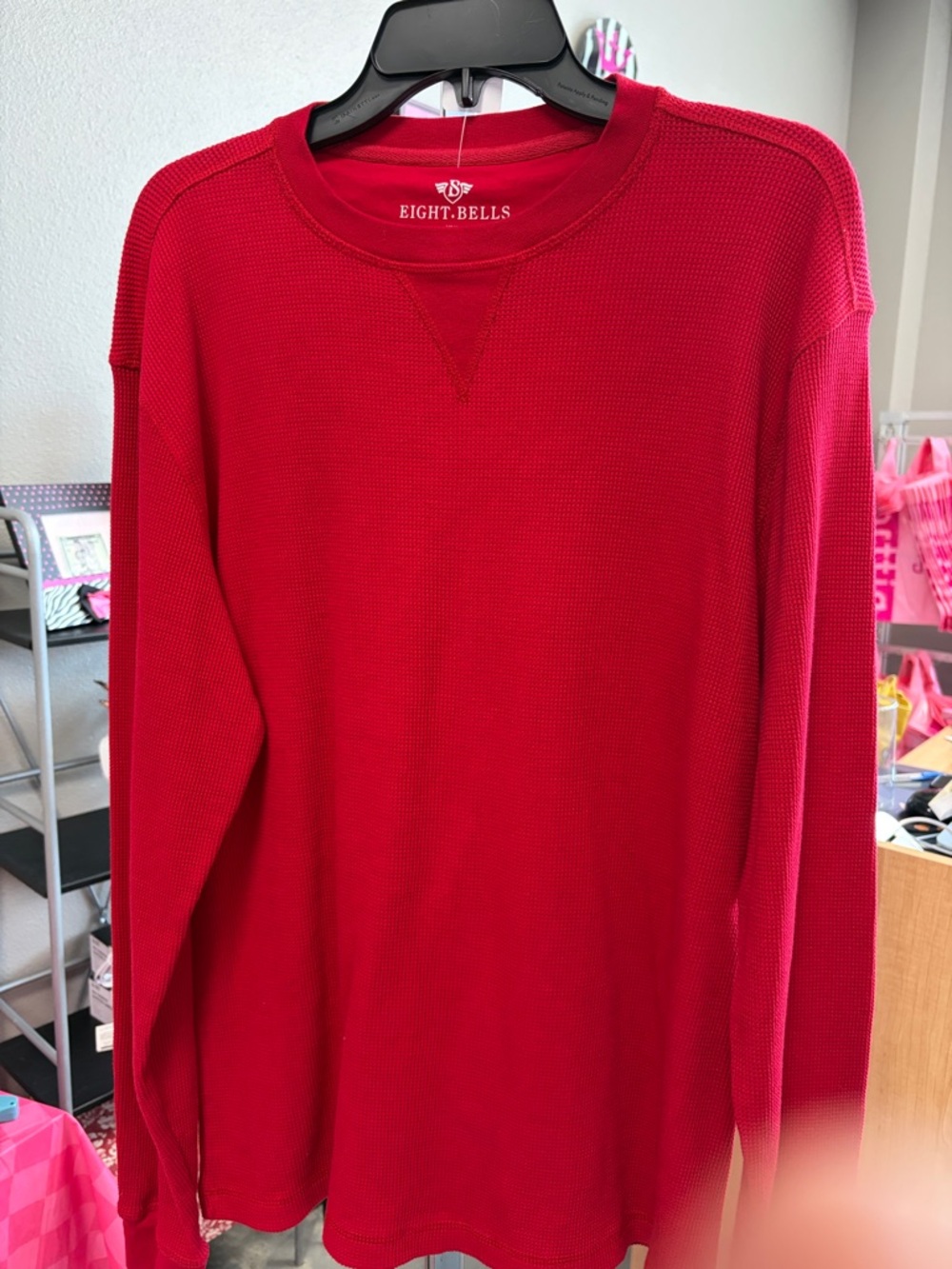 Men's Red Waffle Crewneck Sweater